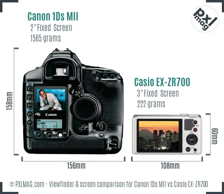 Canon 1Ds MII vs Casio EX-ZR700 Screen and Viewfinder comparison Canon 1Ds MII vs Casio EX-ZR700 Screen and Viewfinder comparison