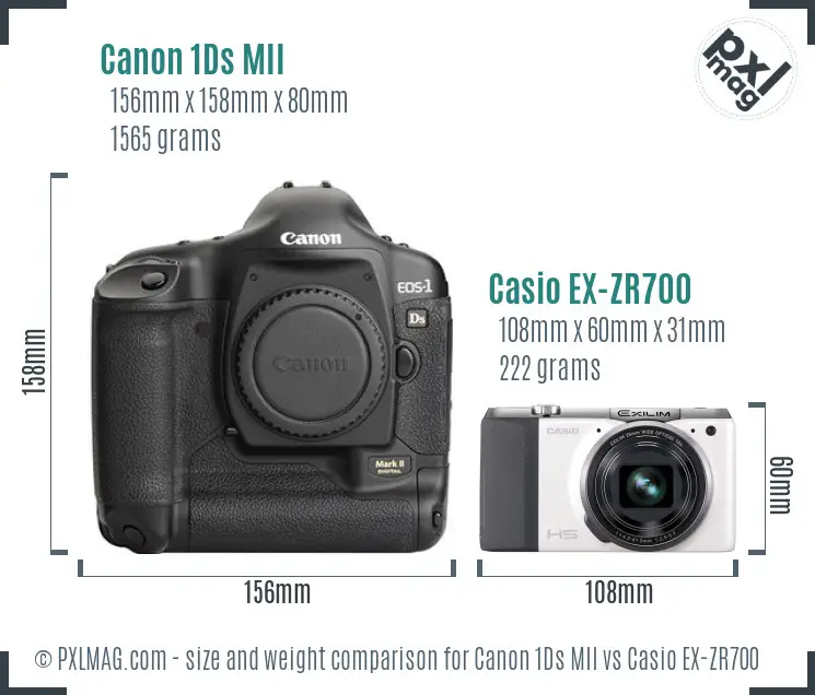 Canon 1Ds MII vs Casio EX-ZR700 size comparison Canon 1Ds MII vs Casio EX-ZR700 size comparison