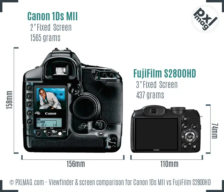 Canon 1Ds MII vs FujiFilm S2800HD Screen and Viewfinder comparison Canon 1Ds MII vs FujiFilm S2800HD Screen and Viewfinder comparison