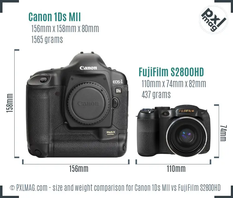 Canon 1Ds MII vs FujiFilm S2800HD size comparison Canon 1Ds MII vs FujiFilm S2800HD size comparison