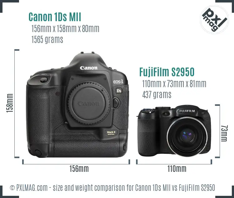 Canon 1Ds MII vs FujiFilm S2950 size comparison