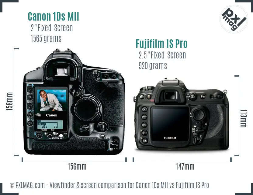 Canon 1Ds MII vs Fujifilm IS Pro Screen and Viewfinder comparison