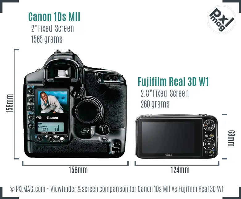 Canon 1Ds MII vs Fujifilm Real 3D W1 Screen and Viewfinder comparison Canon 1Ds MII vs Fujifilm Real 3D W1 Screen and Viewfinder comparison