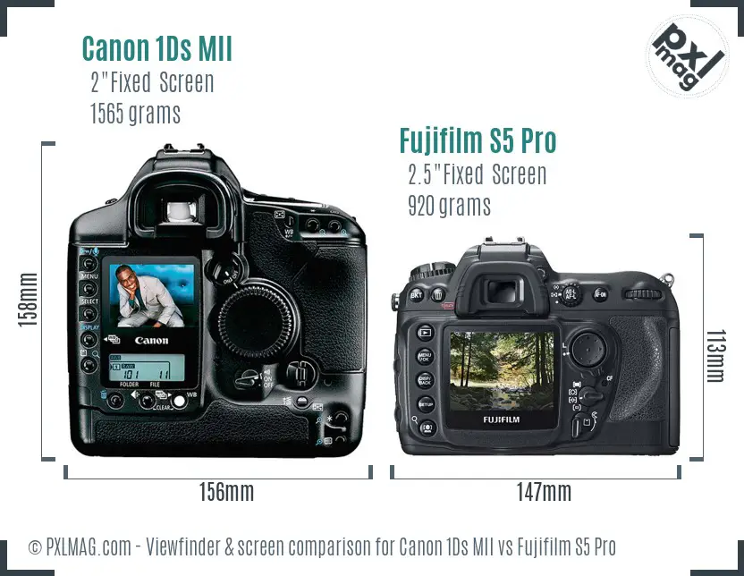 Canon 1Ds MII vs Fujifilm S5 Pro Screen and Viewfinder comparison