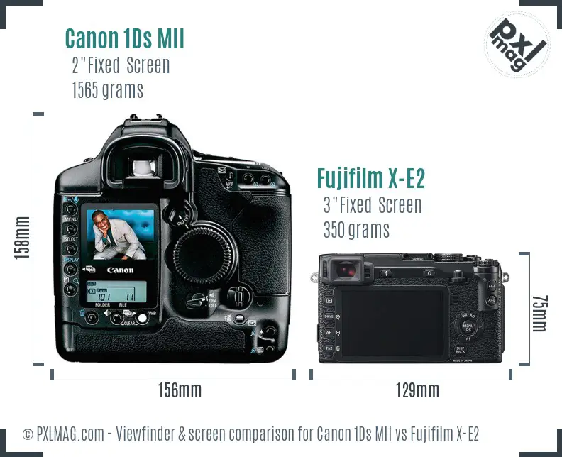 Canon 1Ds MII vs Fujifilm X-E2 Screen and Viewfinder comparison Canon 1Ds MII vs Fujifilm X-E2 Screen and Viewfinder comparison