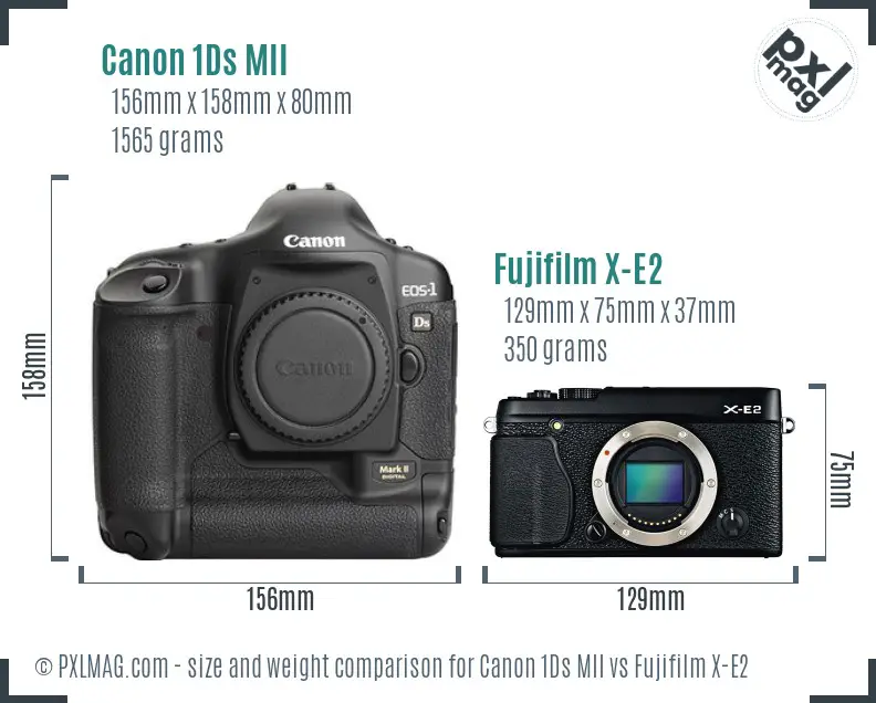 Canon 1Ds MII vs Fujifilm X-E2 size comparison Canon 1Ds MII vs Fujifilm X-E2 size comparison