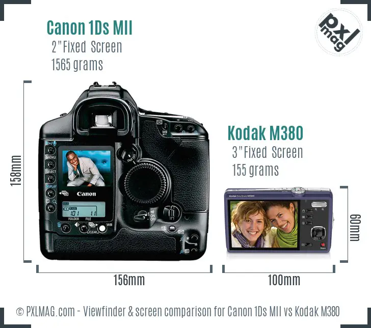 Canon 1Ds MII vs Kodak M380 Screen and Viewfinder comparison