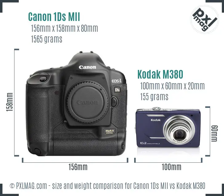 Canon 1Ds MII vs Kodak M380 size comparison