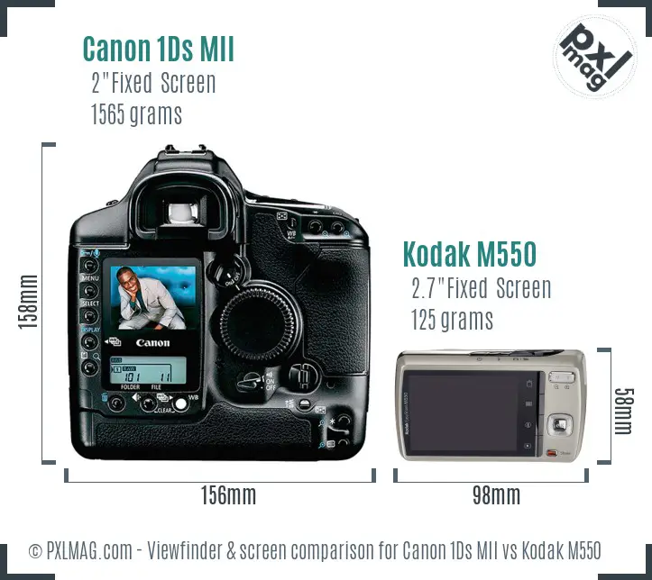 Canon 1Ds MII vs Kodak M550 Screen and Viewfinder comparison Canon 1Ds MII vs Kodak M550 Screen and Viewfinder comparison