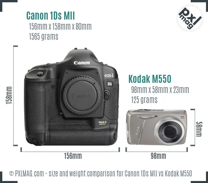 Canon 1Ds MII vs Kodak M550 size comparison Canon 1Ds MII vs Kodak M550 size comparison