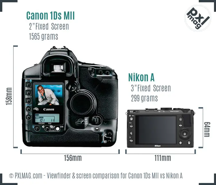 Canon 1Ds MII vs Nikon A Screen and Viewfinder comparison