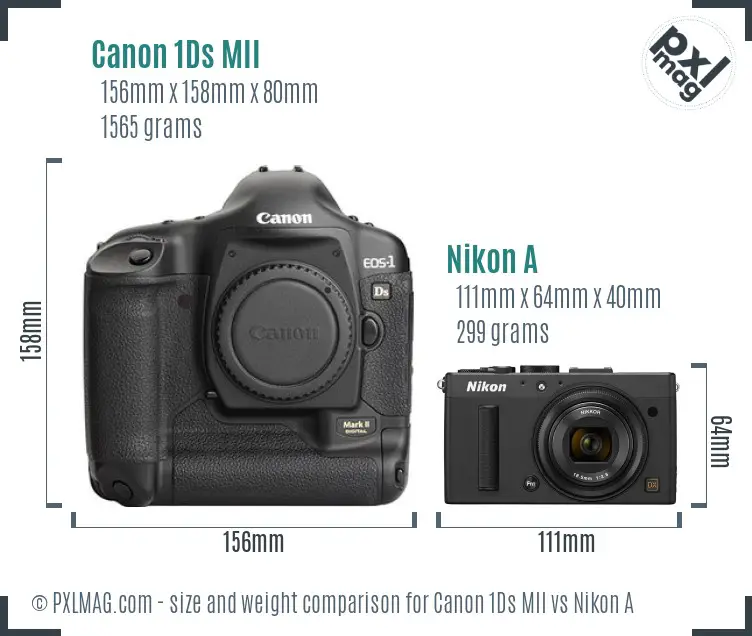 Canon 1Ds MII vs Nikon A size comparison Canon 1Ds MII vs Nikon A size comparison