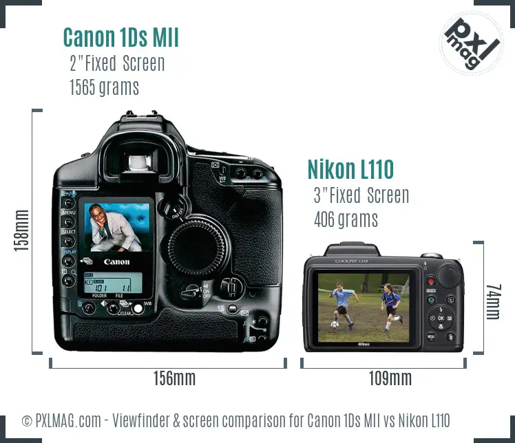 Canon 1Ds MII vs Nikon L110 Screen and Viewfinder comparison Canon 1Ds MII vs Nikon L110 Screen and Viewfinder comparison