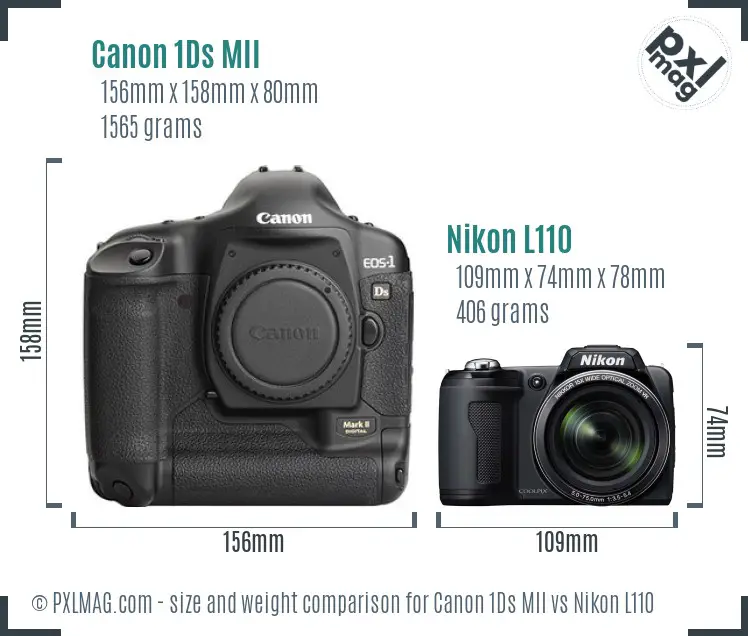 Canon 1Ds MII vs Nikon L110 size comparison Canon 1Ds MII vs Nikon L110 size comparison