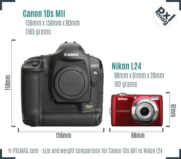 Canon 1Ds MII vs Nikon L24 size comparison