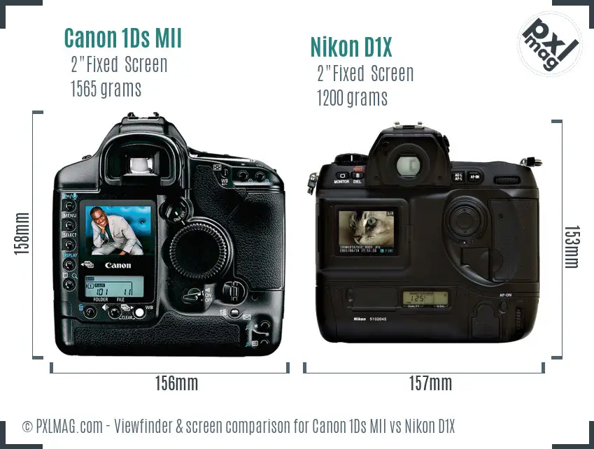 Canon 1Ds MII vs Nikon D1X Screen and Viewfinder comparison