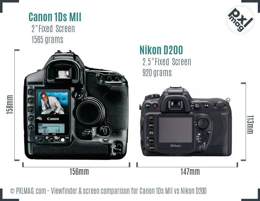 Canon 1Ds MII vs Nikon D200 Screen and Viewfinder comparison Canon 1Ds MII vs Nikon D200 Screen and Viewfinder comparison