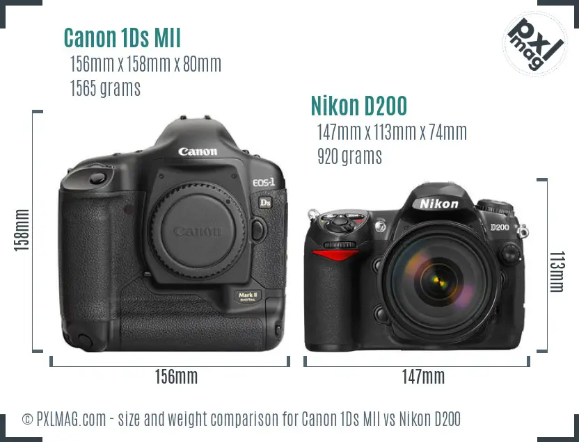 Canon 1Ds MII vs Nikon D200 size comparison Canon 1Ds MII vs Nikon D200 size comparison