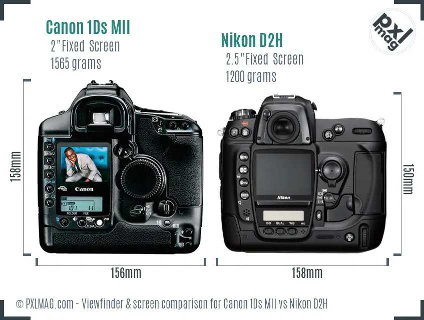 Canon 1Ds MII vs Nikon D2H Screen and Viewfinder comparison