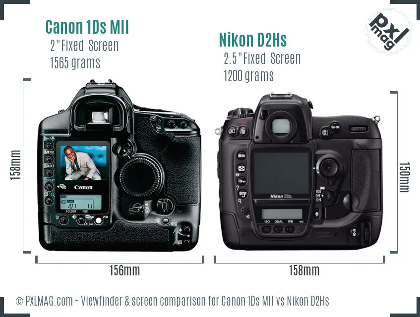 Canon 1Ds MII vs Nikon D2Hs Screen and Viewfinder comparison