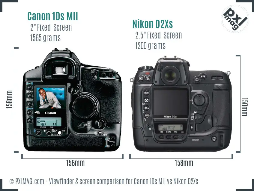 Canon 1Ds MII vs Nikon D2Xs Screen and Viewfinder comparison