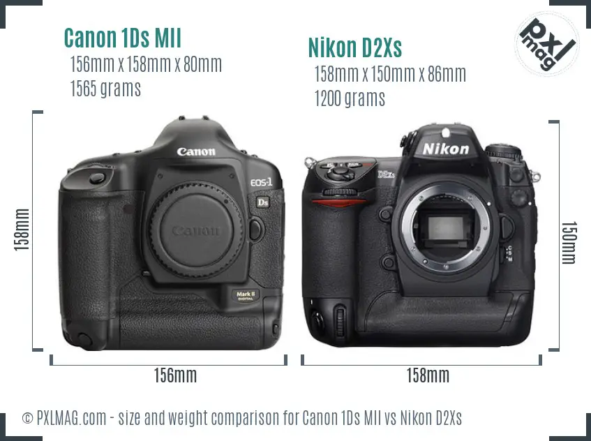 Canon 1Ds MII vs Nikon D2Xs size comparison