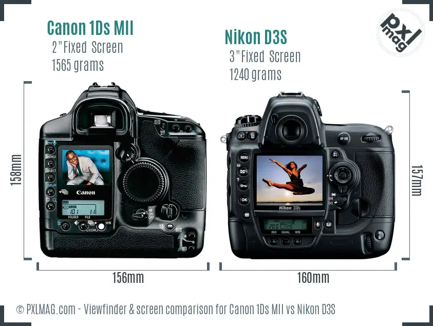 Canon 1Ds MII vs Nikon D3S Screen and Viewfinder comparison
