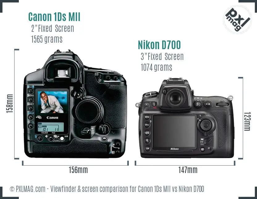 Canon 1Ds MII vs Nikon D700 Screen and Viewfinder comparison Canon 1Ds MII vs Nikon D700 Screen and Viewfinder comparison