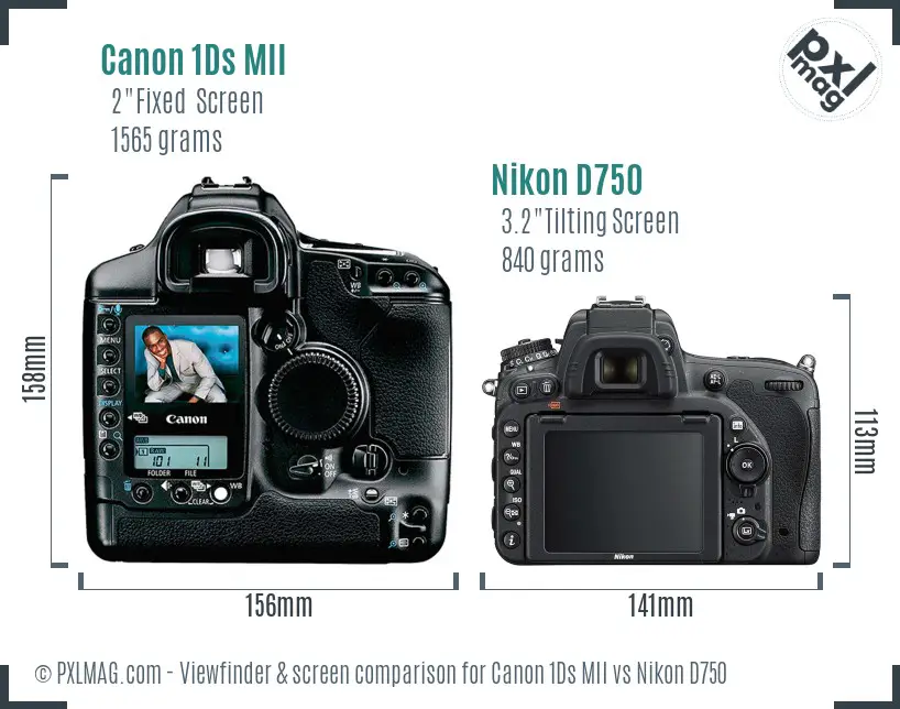 Canon 1Ds MII vs Nikon D750 Screen and Viewfinder comparison Canon 1Ds MII vs Nikon D750 Screen and Viewfinder comparison