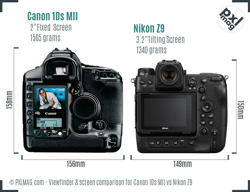 Canon 1Ds MII vs Nikon Z9 Screen and Viewfinder comparison Canon 1Ds MII vs Nikon Z9 Screen and Viewfinder comparison