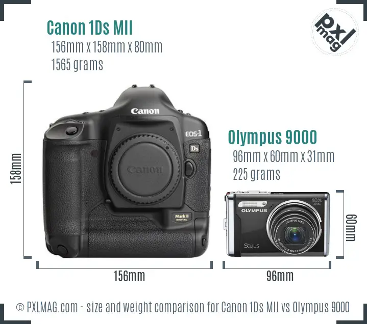 Canon 1Ds Mark II vs Olympus Stylus 9000 Size Comparison