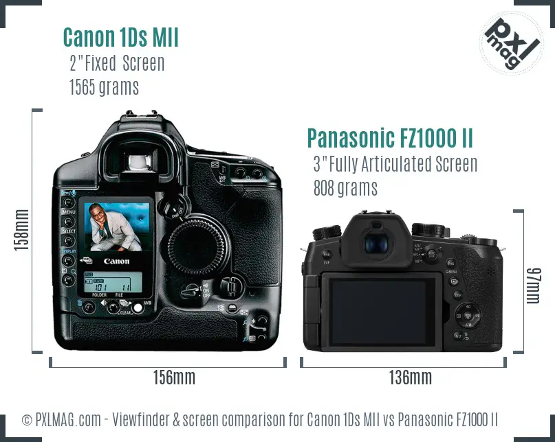 Canon 1Ds MII vs Panasonic FZ1000 II Screen and Viewfinder comparison Canon 1Ds MII vs Panasonic FZ1000 II Screen and Viewfinder comparison
