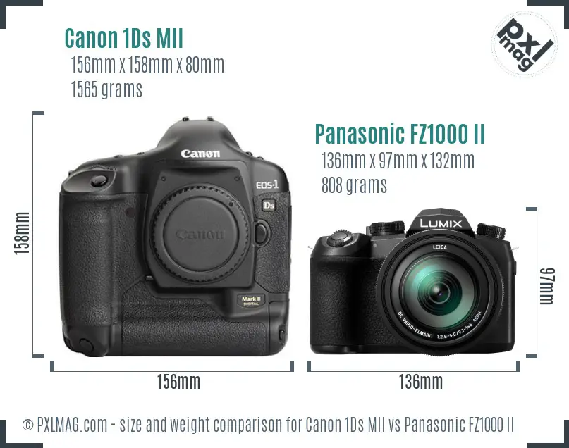 Canon 1Ds MII vs Panasonic FZ1000 II size comparison Canon 1Ds MII vs Panasonic FZ1000 II size comparison