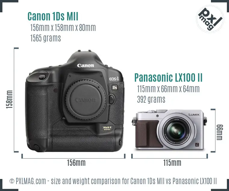 Canon 1Ds MII vs Panasonic LX100 II size comparison