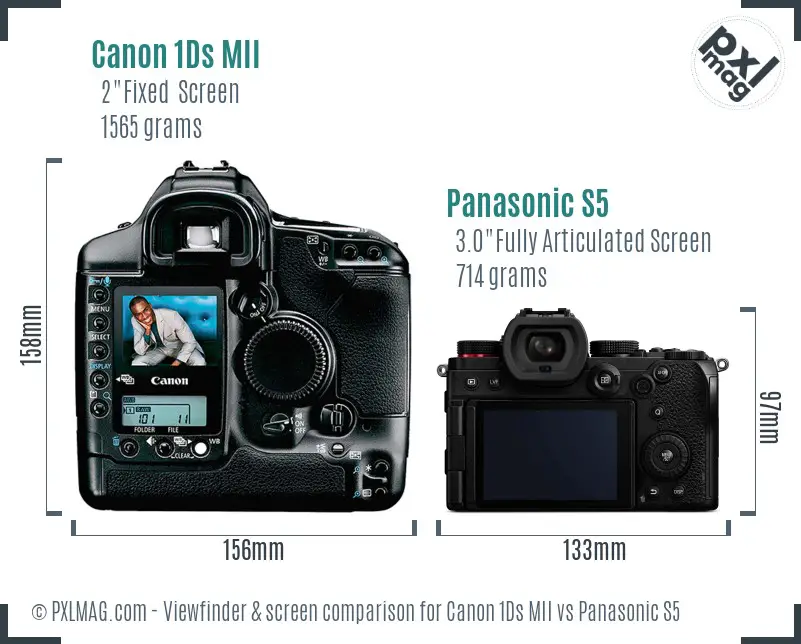 Canon 1Ds MII vs Panasonic S5 Screen and Viewfinder comparison Canon 1Ds MII vs Panasonic S5 Screen and Viewfinder comparison