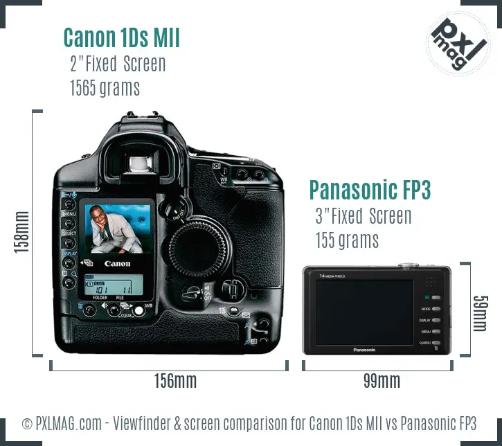 Canon 1Ds MII vs Panasonic FP3 Screen and Viewfinder comparison
