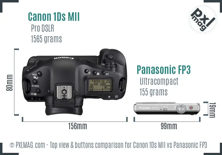 Canon 1Ds MII vs Panasonic FP3 top view buttons comparison
