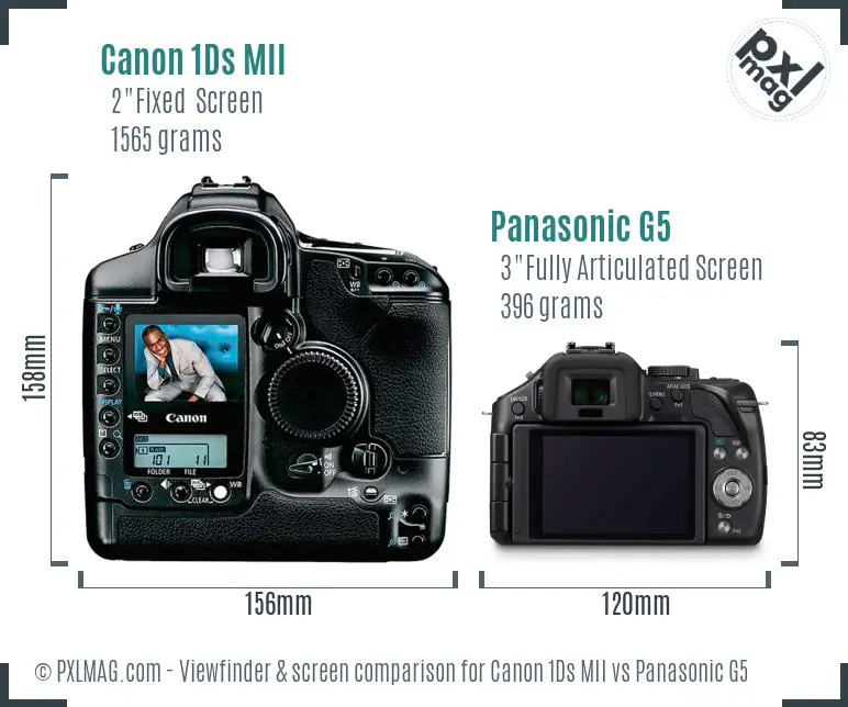 Canon 1Ds MII vs Panasonic G5 Screen and Viewfinder comparison Canon 1Ds MII vs Panasonic G5 Screen and Viewfinder comparison