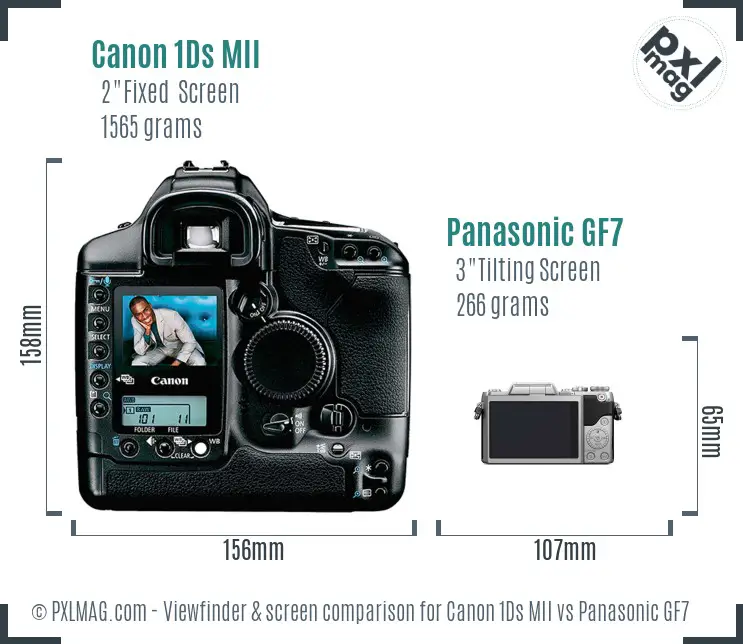 Canon 1Ds MII vs Panasonic GF7 Screen and Viewfinder comparison Canon 1Ds MII vs Panasonic GF7 Screen and Viewfinder comparison