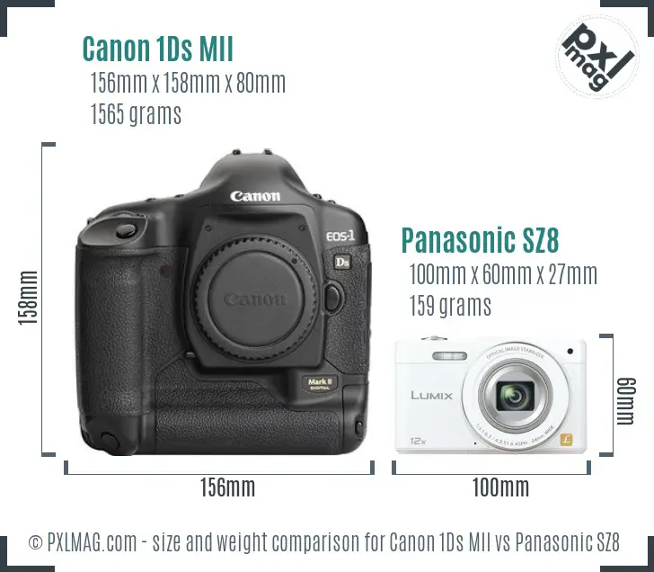 Canon 1Ds MII vs Panasonic SZ8 size comparison