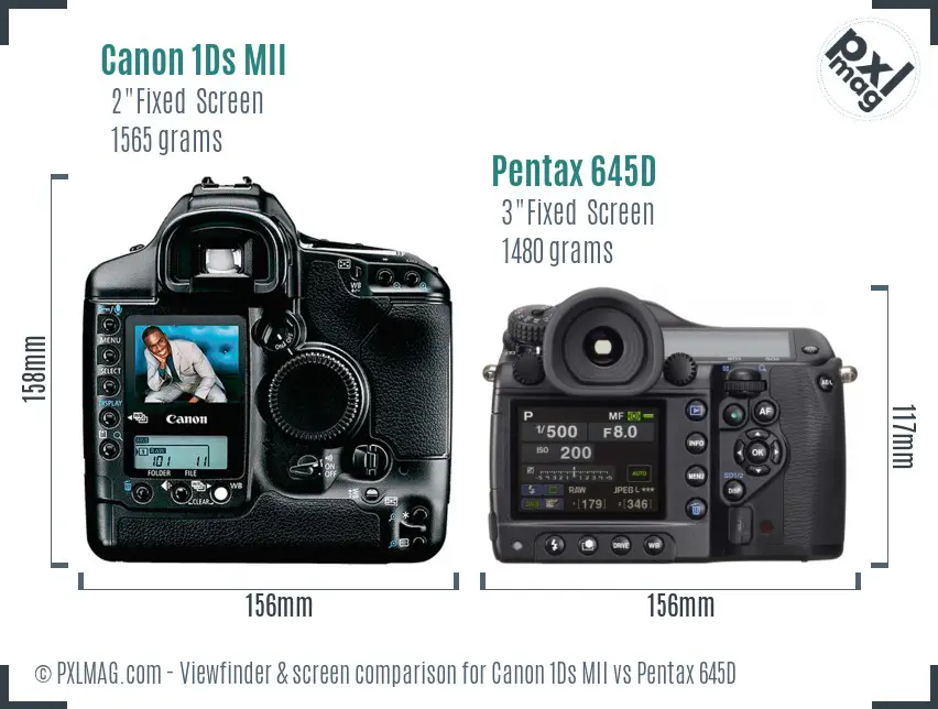 Canon 1Ds MII vs Pentax 645D Screen and Viewfinder comparison