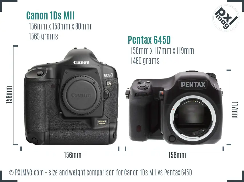 Canon 1Ds MII vs Pentax 645D size comparison