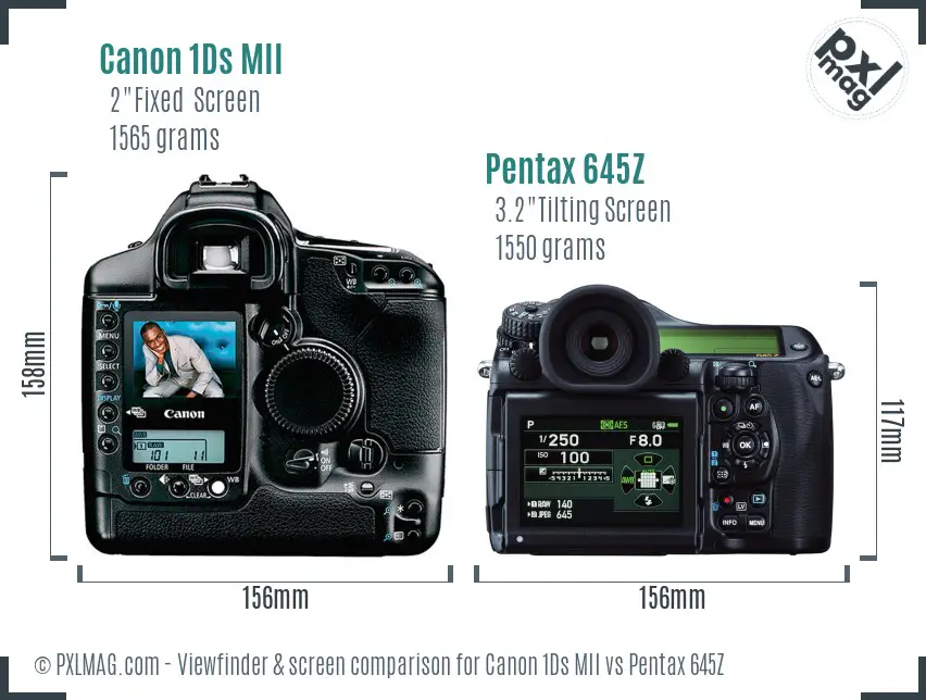 Canon 1Ds MII vs Pentax 645Z Screen and Viewfinder comparison