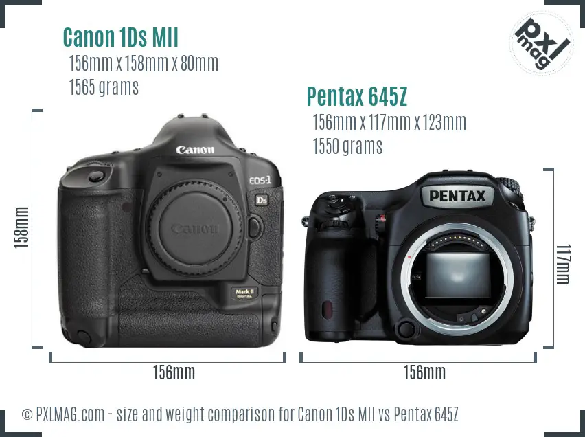 Canon 1Ds MII vs Pentax 645Z size comparison