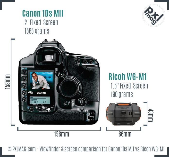 Canon 1Ds MII vs Ricoh WG-M1 Screen and Viewfinder comparison