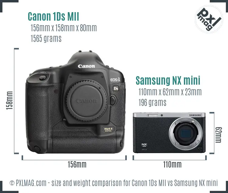 Canon 1Ds MII vs Samsung NX mini size comparison