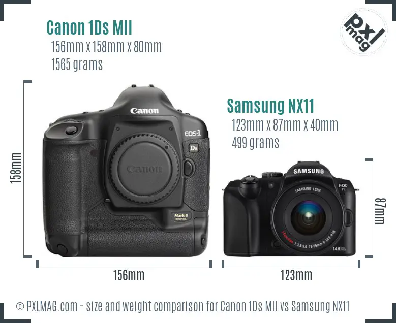 Canon 1Ds MII vs Samsung NX11 size comparison