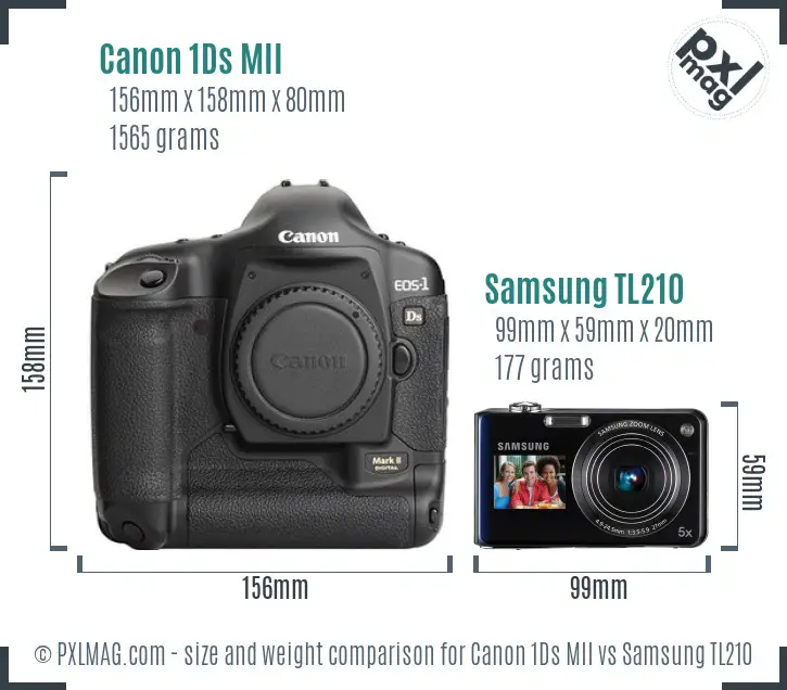 Canon 1Ds MII vs Samsung TL210 size comparison