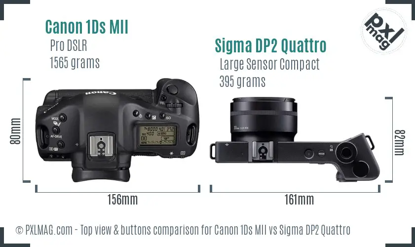 Canon 1Ds MII vs Sigma DP2 Quattro top view buttons comparison