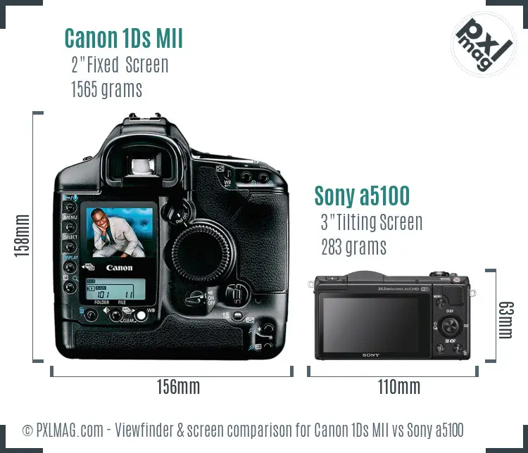 Canon 1Ds MII vs Sony a5100 Screen and Viewfinder comparison